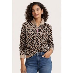 J.Crew Cotton Leopard print quarter-zip sweater